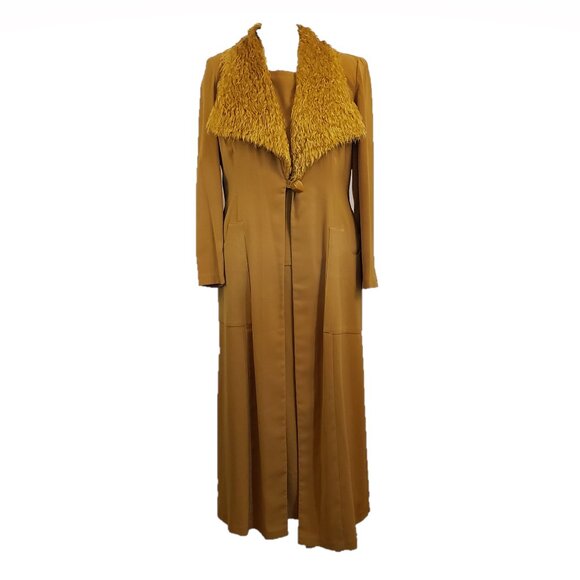 Design Todays Dresses & Skirts - Design Todays Vintage Long Jacket One Tone 3 pc Suit w/Faux Fur Collar, Size XL